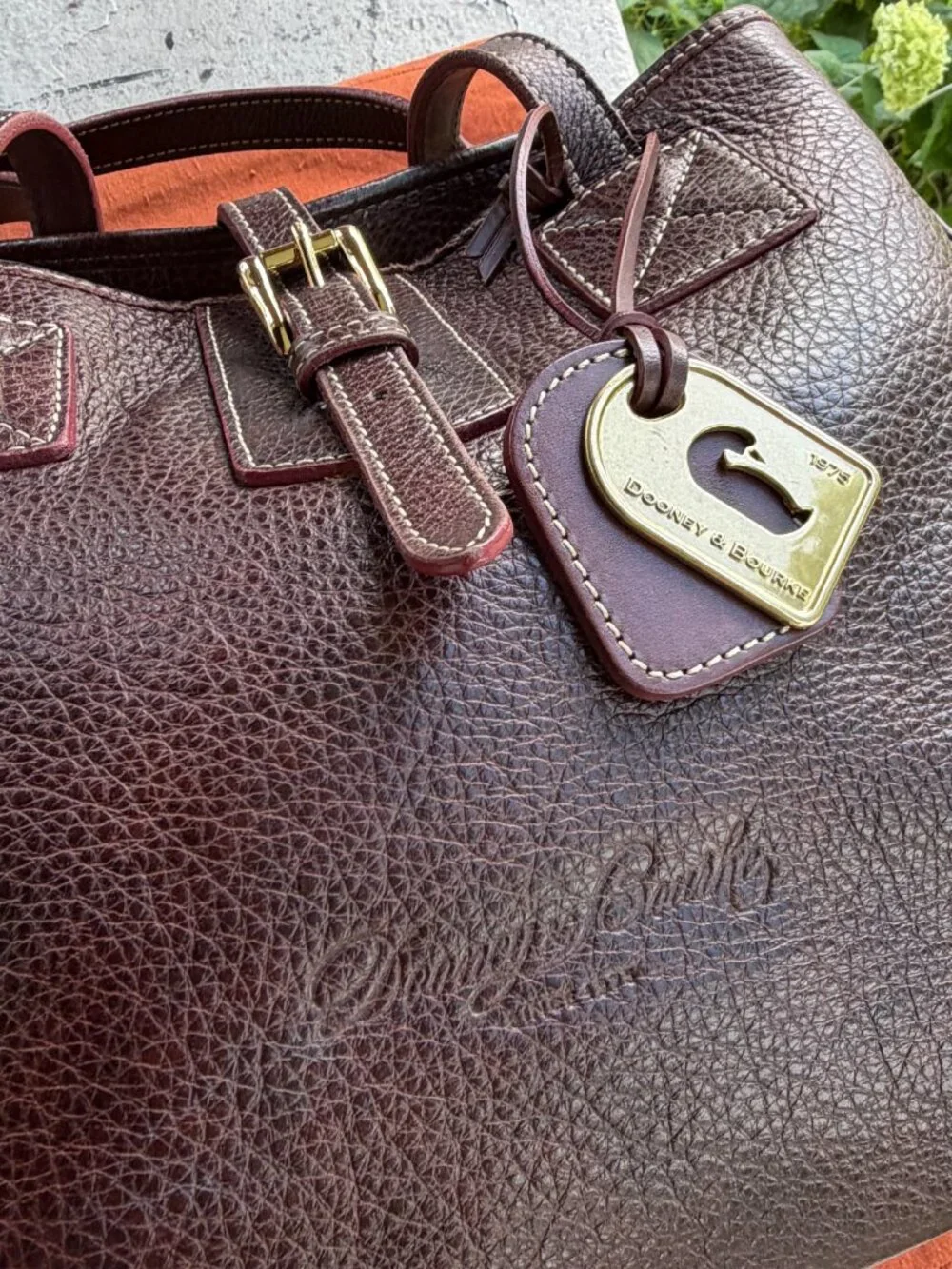 DOONEY & BOURKE Buckle Chestnut Pebbled Office Book Media Tote Shoulder Bag